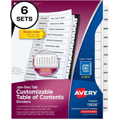 Avery&reg; Monthly Tab Table of Contents Dividers1