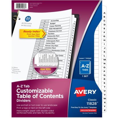 Avery&reg; A-Z Black & White Table of Contents Dividers1