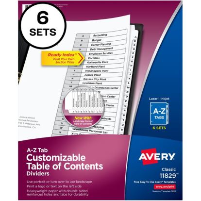 Avery&reg; A-Z Black & White Table of Contents Dividers1