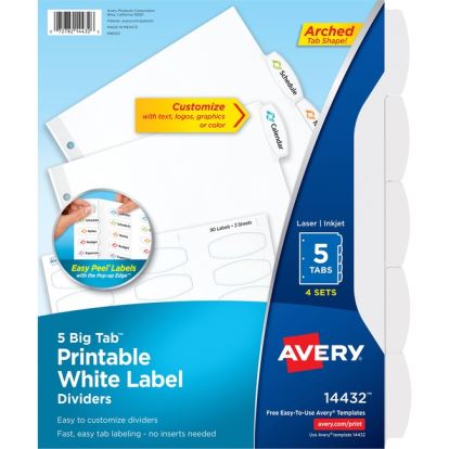 Avery&reg; Big Tab Printable Label Dividers, Easy Peel Labels, 5 Tabs1