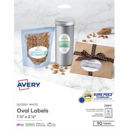 Avery&reg; Sure Feed Printable Glossy White Labels1