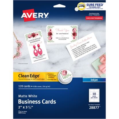 Avery&reg; Clean Edge Inkjet Business Card - White1
