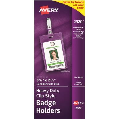 Avery&reg; Heavy-Duty Secure Top Clip-Style Badge Holders1