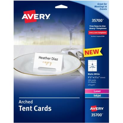 Avery&reg; Laser, Inkjet Tent Card - White1