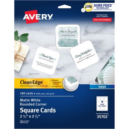 Avery&reg; Clean Edge Inkjet Printable Multipurpose Card - White1
