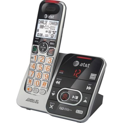 AT&T CRL32102 DECT 6.0 Expandable Cordless Phone with Answering System and Caller ID/Call Waiting, Silver/Black, 1 Handset1