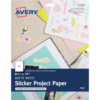 Avery&reg; Inkjet Printable Sticker Project Paper - Matte White1