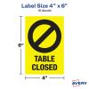 Avery&reg; Surface Safe TABLE CLOSED Preprinted Decals4