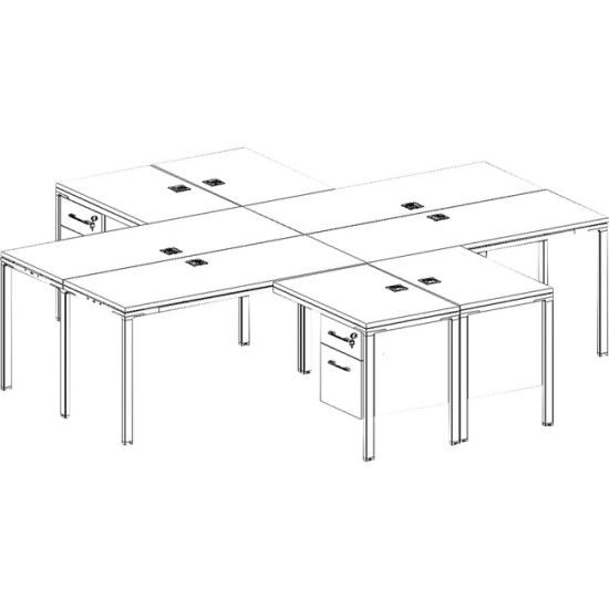 Boss 4 - L Shaped Desk Units, 4 Pedestals1