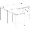 Boss L Shaped Desk Unit, 3 Grommets and 2 Pedestals1