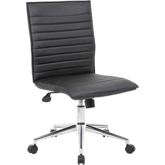 Boss Black Vinyl Armless Hospitality Chair1