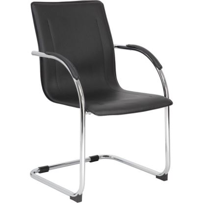 Boss Chrome Frame Black Vinyl Side Chair, 2pcs Per Pack1