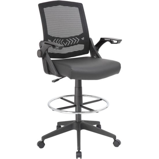 Boss Black Flip Arm Mesh Drafting Stool1