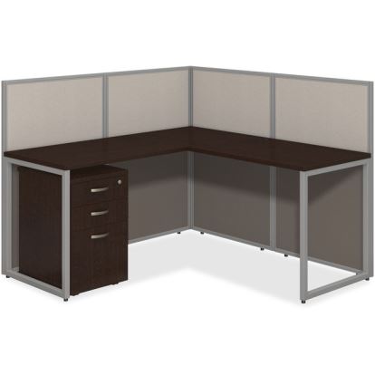 Bush Business Furniture Easy Office 60W L Desk Open Office with 3 Drawer Mobile Pedestal1