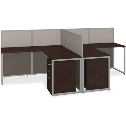 Bush Business Furniture Easy Office 60W 2 Person L Desk Open Office with Two 3 Drawer Mobile Pedestals1