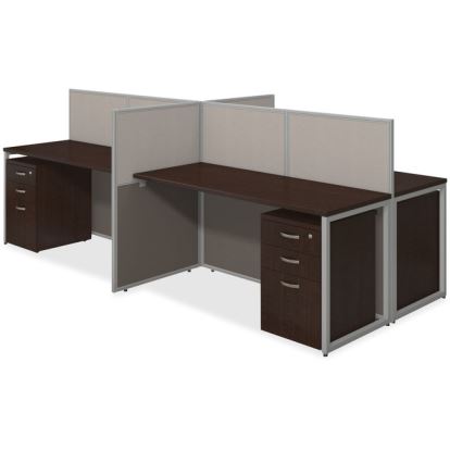 Bush Business Furniture 60W 4 Person Straight Desk Open Office with 3 Drawer Mobile Pedestals1