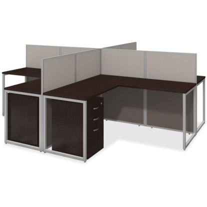 bbf 60W 4 Person L Desk Open Office with 3 Drawer Mobile Pedestals1