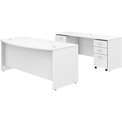 Bush Business Furniture Studio C 72W x 36D Bow Front Desk and Credenza with Mobile File Cabinets1