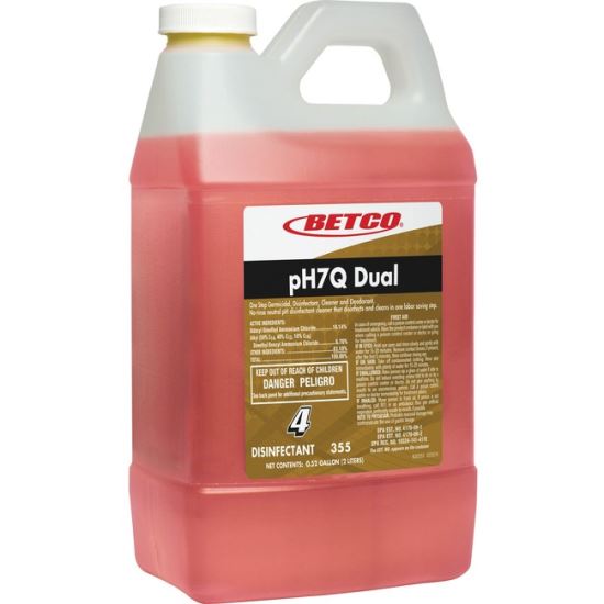 pH7Q Dual Neutral Disinfectant Cleaner, Lemon Scent, 67.6 oz Bottle, 4/Carton1