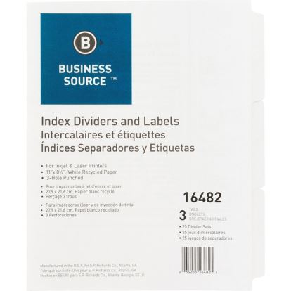 Business Source 3-Hole Punched Laser Index Tabs1
