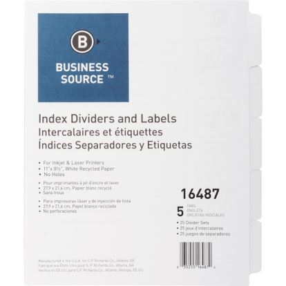 Business Source Un-punched Index Dividers Set1