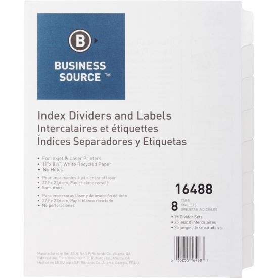 Business Source Unpunched Index Dividers Set1