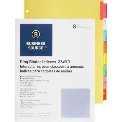 Business Source Insertable Tab Ring Binder Indexes1