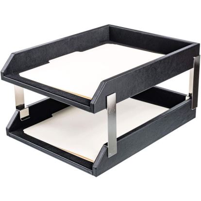 Dacasso Classic Leather Double Letter Trays1