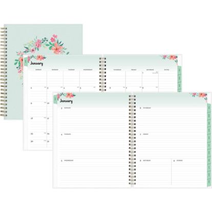 Laurel Weekly/Monthly Planner, Laurel Floral Artwork, 9 x 7, Green/Pink/Orange Cover, 12-Month (Jan to Dec): 20221