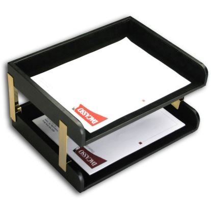 Dacasso Two Side Load Letter Trays With Gold Posts1