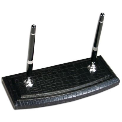 Dacasso Crocodile Embossed Black Leather Pen Stand1