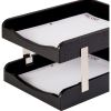 Dacasso Crocodile Embossed Black Leather Double Letter Trays3