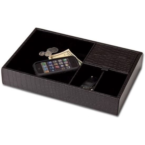 Dacasso Crocodile Embossed Black Leather Standard Valet Tray1