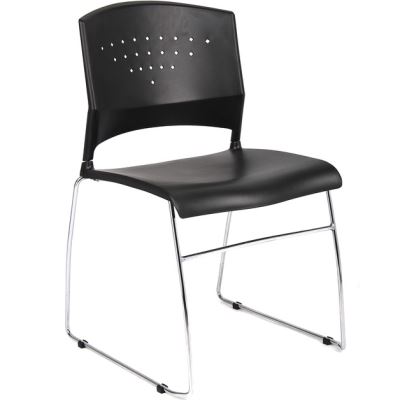 Boss Black Stack Chair With Chrome Frame 2 Pcs Pack1