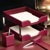 Dacasso Bonded Leather Double Letter Trays4