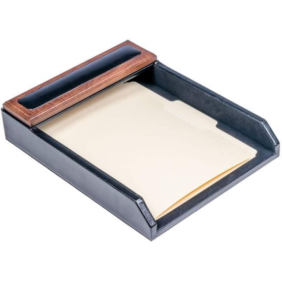 Dacasso Walnut & Leather Letter Tray1