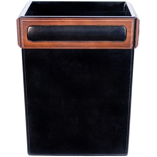 Dacasso Walnut & Leather Waste Basket1