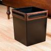 Dacasso Walnut & Leather Waste Basket5