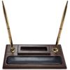 Dacasso Walnut & Leather Double Pen Stand/Cell Phone Holder1