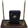 Dacasso Walnut & Leather Double Pen Stand/Cell Phone Holder3