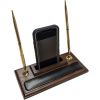 Dacasso Walnut & Leather Double Pen Stand/Cell Phone Holder4