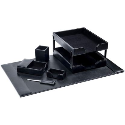 Dacasso 8-Piece Econo-Line Desk Set - Bonded Black Leather1