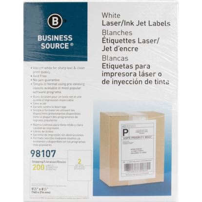 Business Source Bright White Premium-quality Internet Shipping Labels1