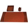 Protacini Cognac Brown Italian Patent Leather 3-Piece Desk Set1