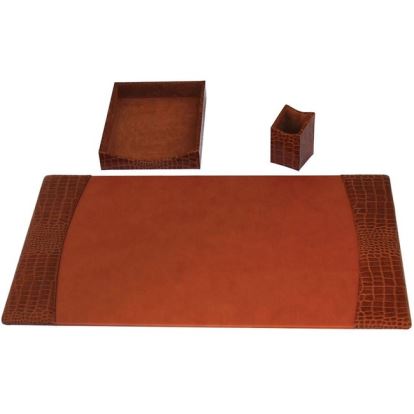 Protacini Cognac Brown Italian Patent Leather 3-Piece Desk Set1