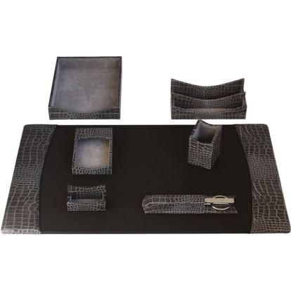 Protacini Castlerock Gray Italian Patent Leather 7-Piece Desk Set1