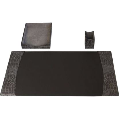 Protacini Castlerock Gray Italian Patent Leather 3-Piece Desk Set1