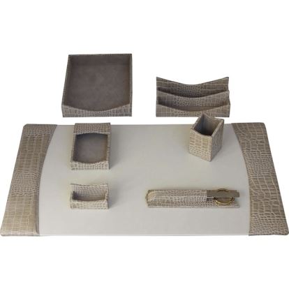 Protacini Breeze Beige Italian Patent Leather 7-Piece Desk Set1