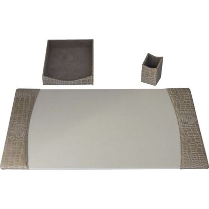 Protacini Breeze Beige Italian Patent Leather 3-Piece Desk Set1