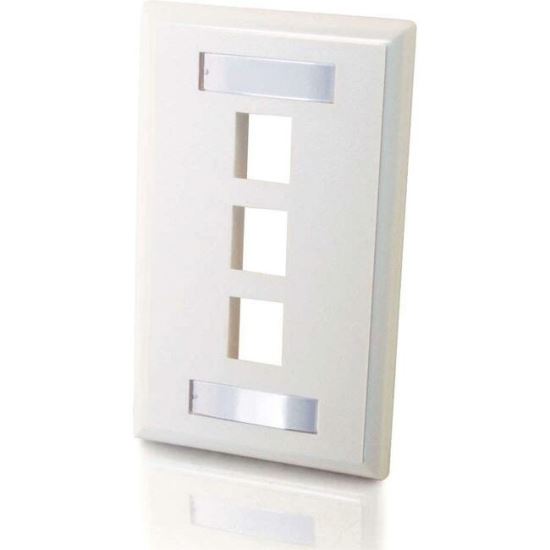 C2G 3-Port Single Gang Multimedia Keystone Wall Plate - White1